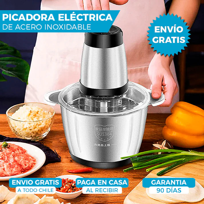 Picadora Eléctrica 2 Velocidades doméstica de acero inoxidable 304 de alta calidad.